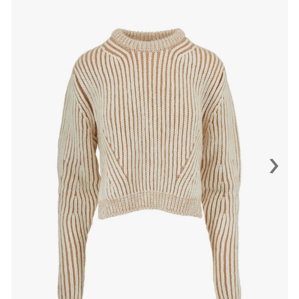Chloe Muddy Beige and Cream Chunky Ribbed Knit Sweater